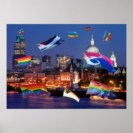 Poster Londense vliegPride Flags (Voorkant)