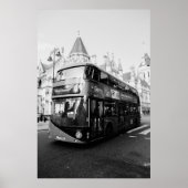 Poster London Double Decker Bus Black and White (Devant)