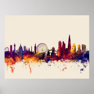 Poster London England Skyline