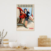 Poster London England TWA Trans World Airlines New Retro (Cuisine)