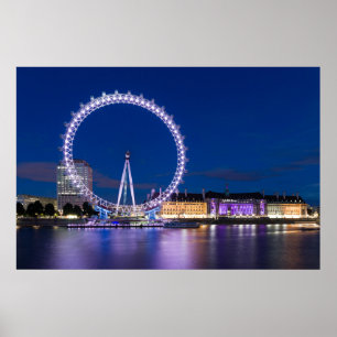 Poster London Eye et City Hall de nuit