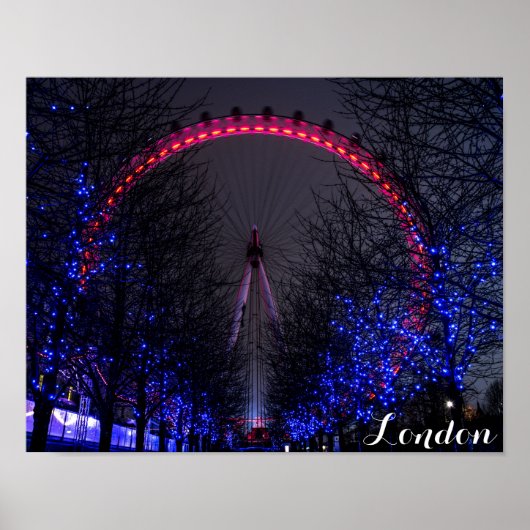 Poster London Eye Ferris Wheel at Night (Devant)