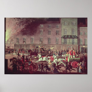 Poster London Fire Engines, engraved by R.G. Reeve