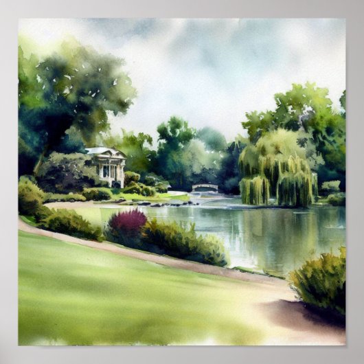 Poster London-Holland Park (B), Aquarelle (Devant)