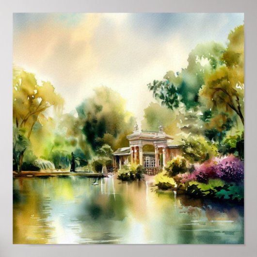 Poster London-Holland Park (C), Watercolor (Devant)