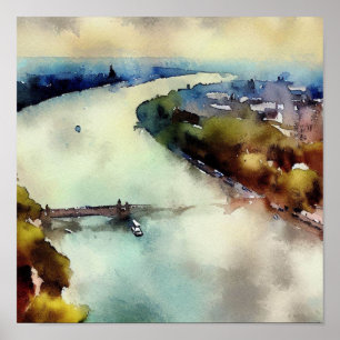 Poster London-River Thames (C), Aquarelle