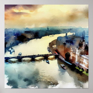 Poster London-River Thames (D), Aquarelle