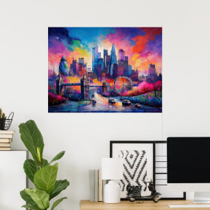 Poster Londres Angleterre Art Abstrait Coloré