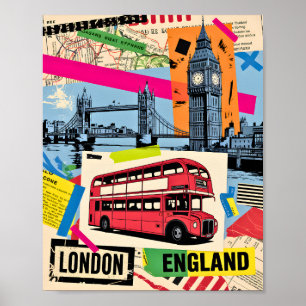 Poster Londres Angleterre Art Pop Rétro Bus Voyage Vintag