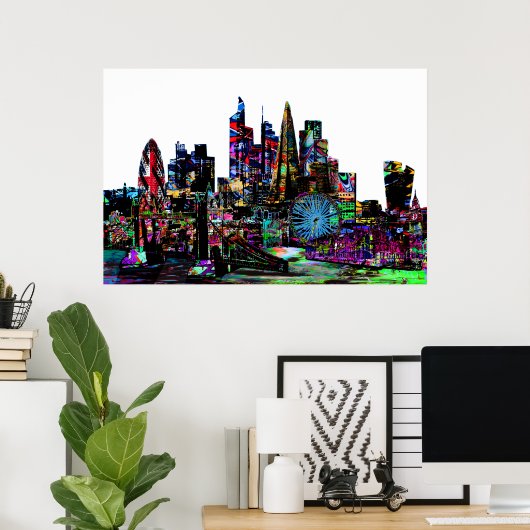 Poster Londres, Angleterre en graffiti (Bureau à domicile)