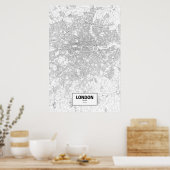 Poster Londres, Angleterre (noir sur blanc) (Cuisine)