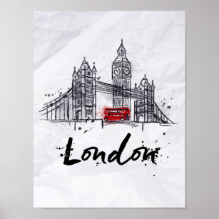 Poster Londres, Angleterre   Oeuvre scintillante