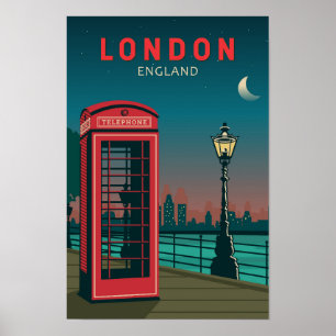 Poster Londres Angleterre Retro Travel Art Vintage