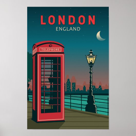 Poster Londres Angleterre Retro Travel Art Vintage (Devant)