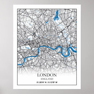 Poster Londres Angleterre Royaume-Uni City Map Travel