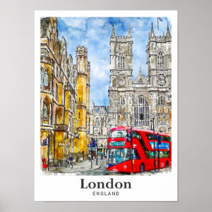 Poster Londres Angleterre Royaume-Uni Voyage Aquarelle ma