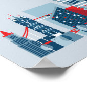 Poster Londres, Angleterre | Skyline rouge, blanc et bleu (Coin)