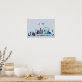 Poster Londres, Angleterre | Skyline rouge, blanc et bleu (Cuisine)