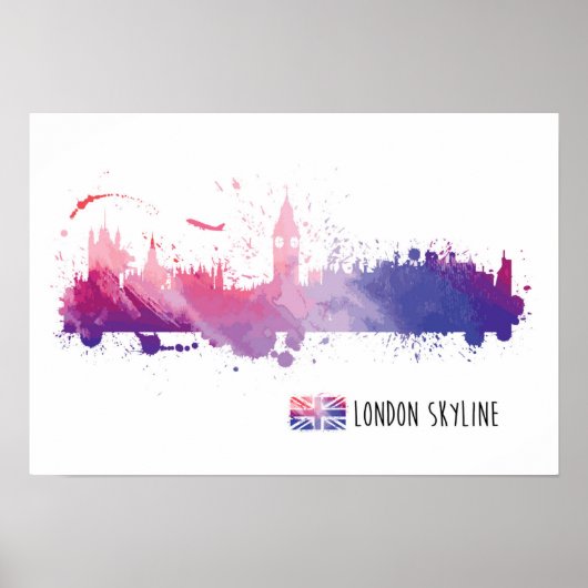 Poster Londres Angleterre Skyline Splash (Devant)