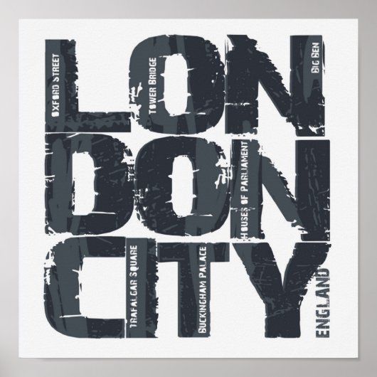 Poster Londres, Angleterre Typographie (Devant)