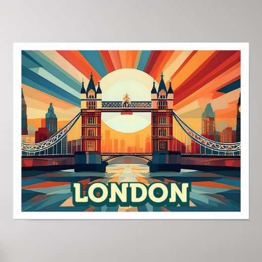 Poster Londres Angleterre Voyage artistique coloré (Devant)