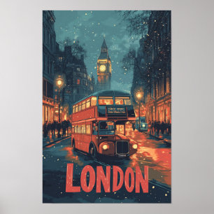 Poster Londres Angleterre Voyage Vintage Illustration