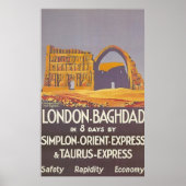 Poster Londres Bagdad express à orientation simple (Devant)