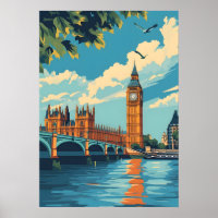 Londres Big Ben Angleterre Art de voyage vintage