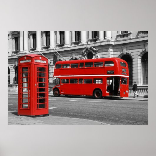 Poster Londres Bus & Red Telephone Box (Devant)