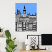 Poster Londres Cityscape noir et blanc (Bureau à domicile)