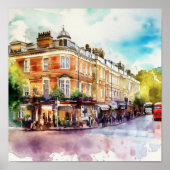 Poster Londres - Notting Hill (D), Aquarelle (Devant)