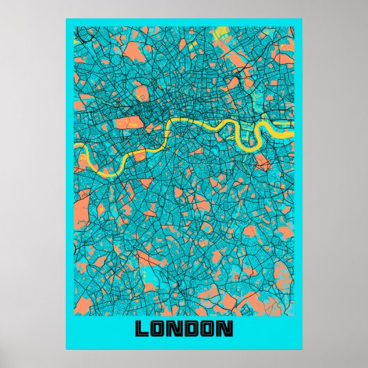 Poster Londres - Royaume-Uni Gloria City Carte (Devant)