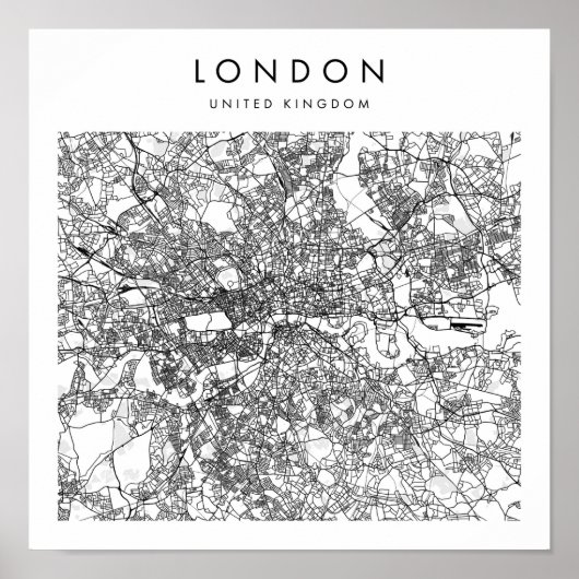 Poster Londres Royaume-Uni Minimal Modern Street Map (Devant)