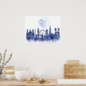 Poster Londres Skyline - Aquarelle bleue (Cuisine)