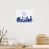 Poster Londres Skyline - Aquarelle bleue (Cuisine)