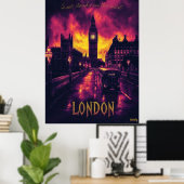 Poster Londres Skyline - Charcoal Monochrome Art - Urban (Bureau à domicile)