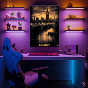 Poster Londres Skyline - Charcoal Monochrome Art - Urban