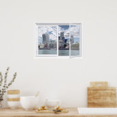 Poster Londres Skyline City View Faux Window (Cuisine)