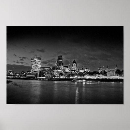 Poster Londres Skyline Cityscape La Nuit (Devant)