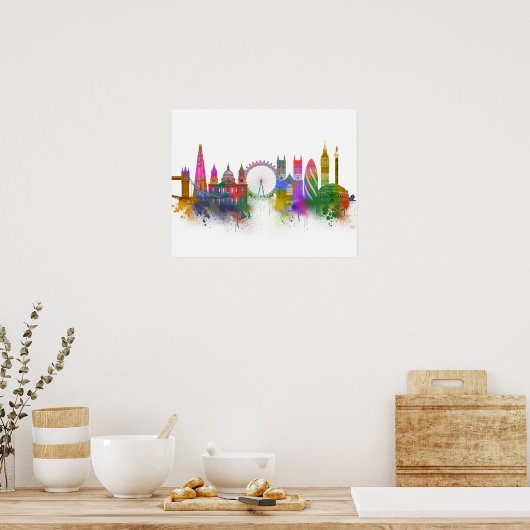 Poster Londres Skyline - Rainbow (Cuisine)