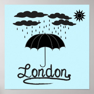 Poster Londres sous un parapluie