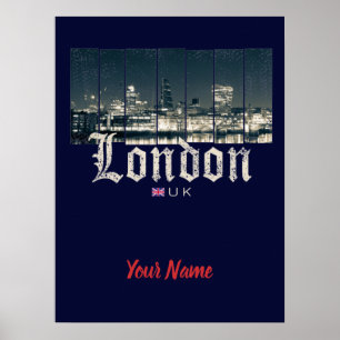 Poster Londres Uk Skyline United Kingdom England vintage
