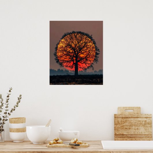 Poster Lone Tree at Sunset (Cuisine)