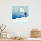 Poster Lone Tree: Serene Full Moon Silence Art (Cuisine)