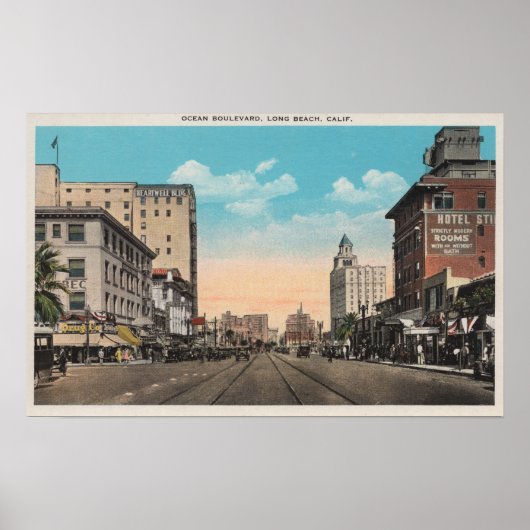 Poster Long Beach, CA - Ocean Boulevard View (Devant)