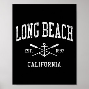 Poster Long Beach Ca Vintage Croisé Oars &amp; Boat Anch
