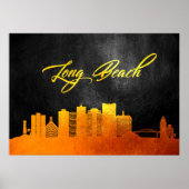 Poster Long Beach California Gold Skyline (Devant)