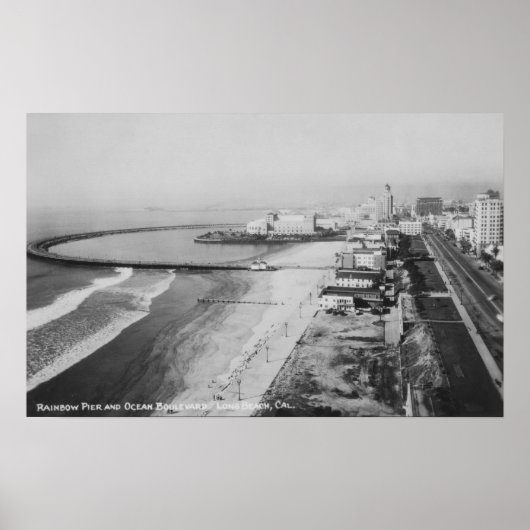 Poster Long Beach, California Rainbow Pier et Ocean (Devant)
