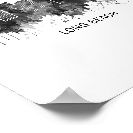 Poster Long Beach California Skyline BW (Coin)