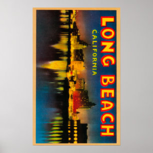 Poster Long Beach, Californie - Grandes Lettres Scènes 2